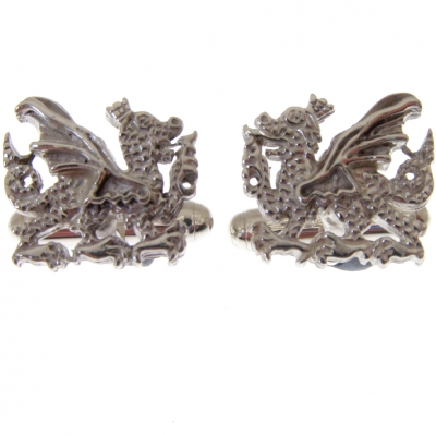 sterling silver cufflinks with a welsh dragon theme