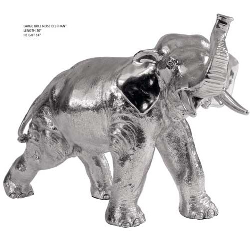 very large hallmarked silver model of a bull elephant