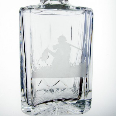 Hallmarked Sterling Silver Mounted Hunting Themed Decanter