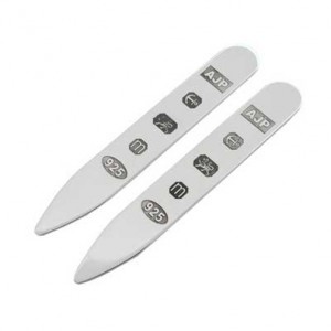 hallmarked silver collar stiffeners with feature hallmark