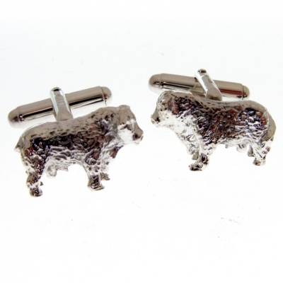 silver cufflinks have swivel fittings and have a highland bull theme