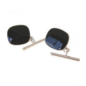 hallmarked silver and onyx cushion shaped cufflinks