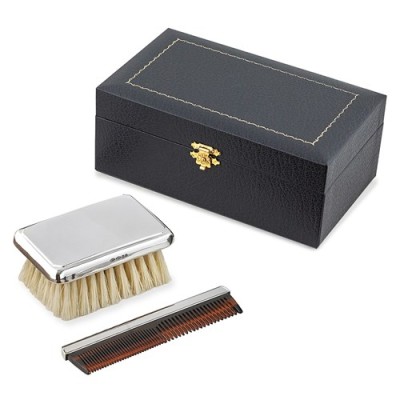 Sterling Hallmarked Silver Boys Baby Brush and Comb Set